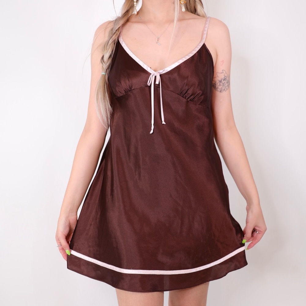 Jones New York Brown Mini Dress with Satin Finish